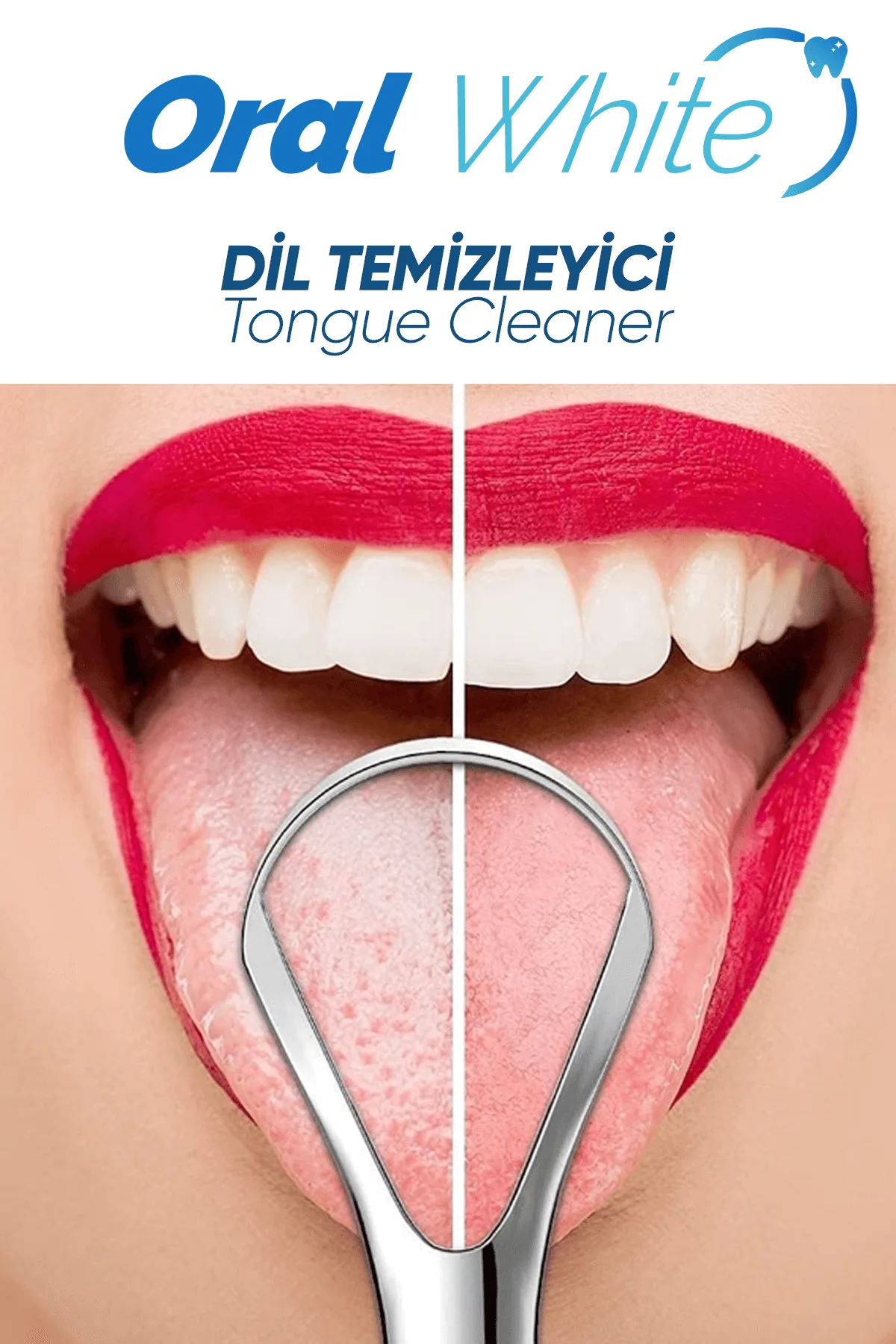 Oral White Paslanmaz Çelik 2 Parça Dil Temizleyici ve Dil Sıyırıcı - Görsel 4