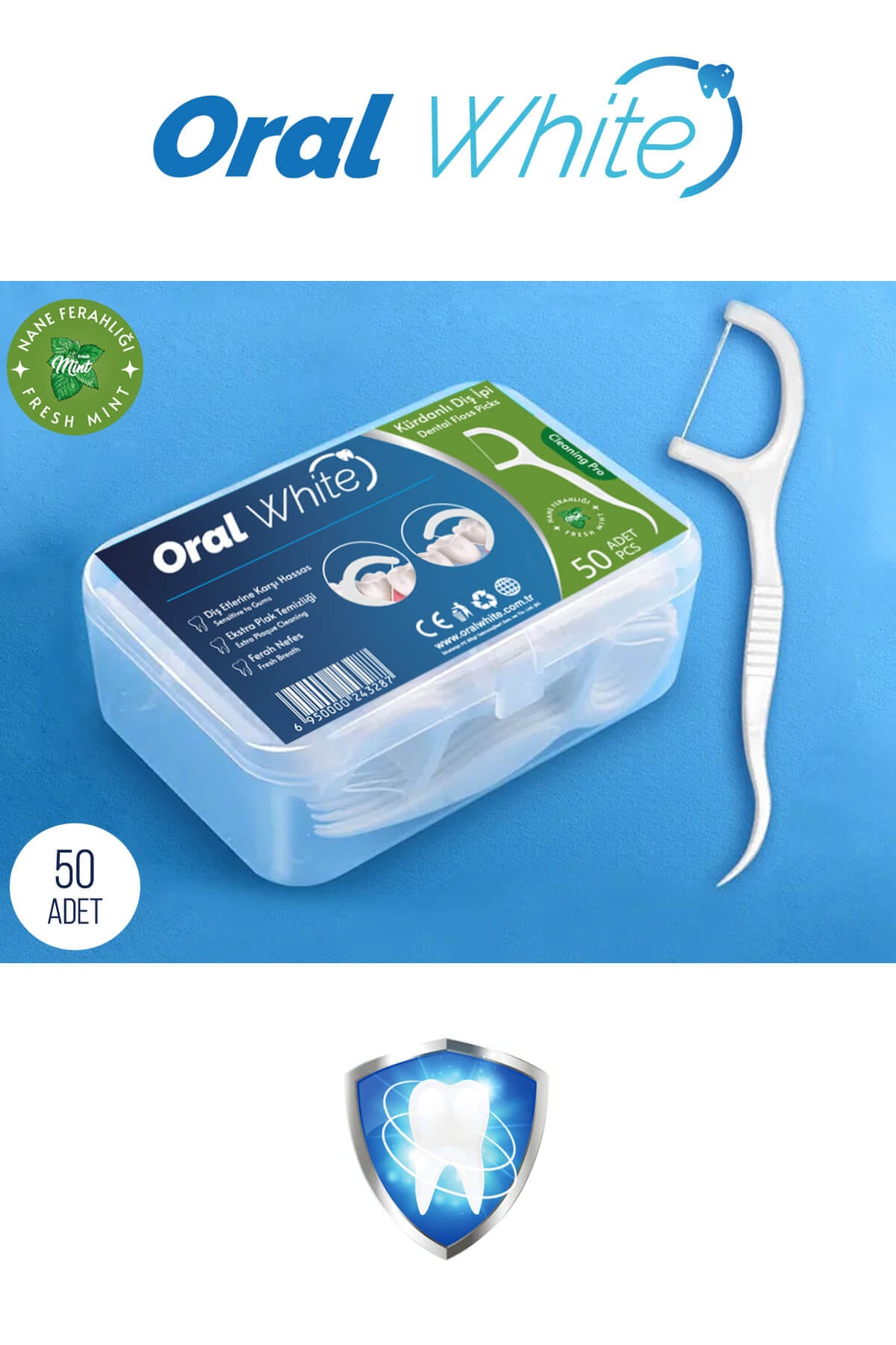 Oral White Cleaning Pro 50 Adet Kürdanlı Diş İpi Naneli - Görsel 2