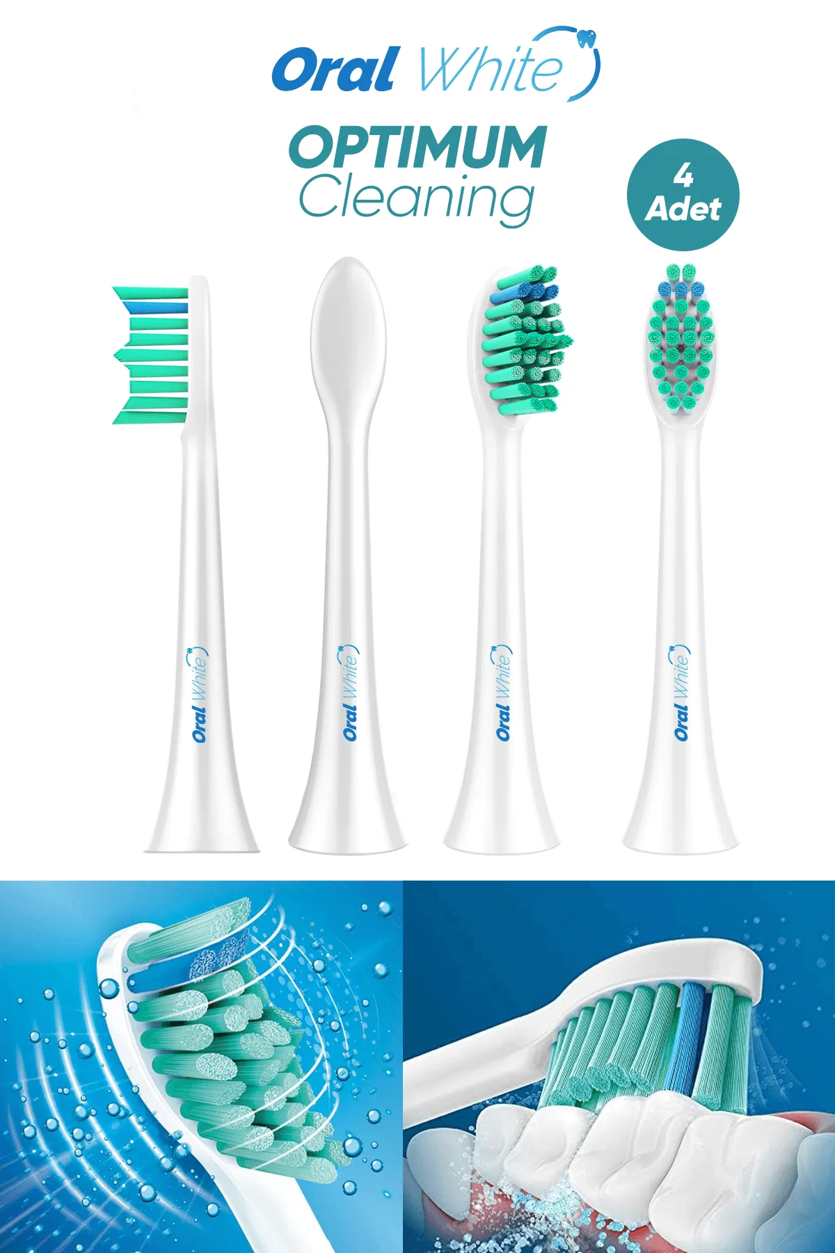 Oral White Sonic Optimum Cleaning Teknolojisi 4 Adet Yedek Başlık