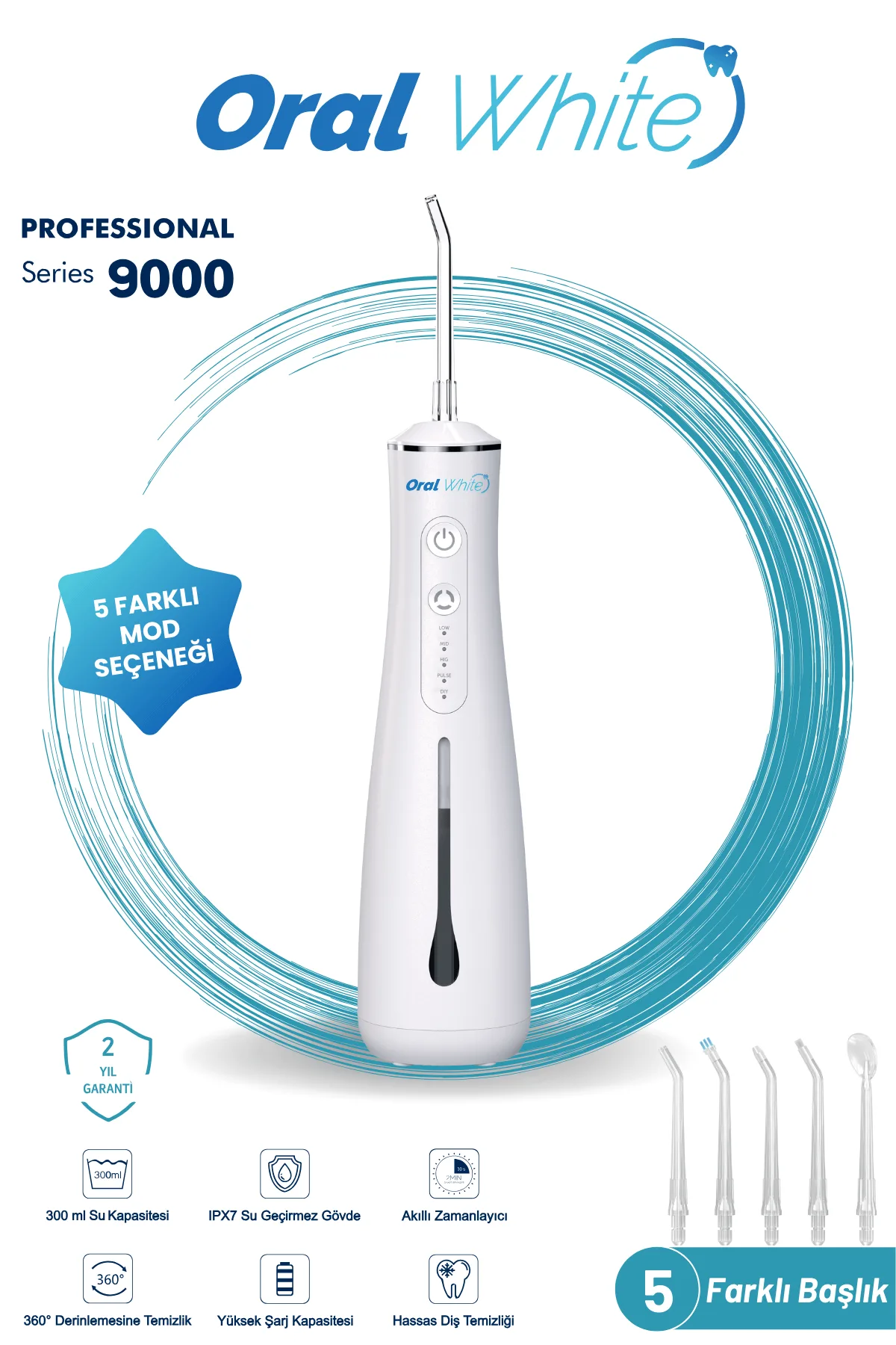 Oral White Professional Series 9000 Şarjlı Ağız Duşu