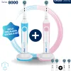 Oral White Professional Series 8000 Şarjlı Diş Fırçası Mavi ve Pembe İkili Set