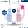 Oral White 4 Modlu Professional Series 8100 Şarjlı Diş Fırçası Mavi ve Pembe İkili Set